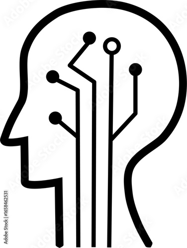 Иконка “Smart AI”
Голова в профиль, внутри которой линии соединений (как процессор/нейросеть). “Smart AI” icon
A head in profile, inside which are connection lines (like a processor/neural network).