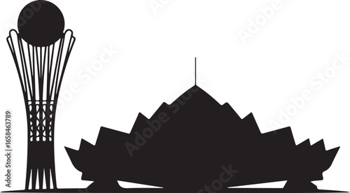 Kazakhstan Skyline Silhouette Vector on White Background