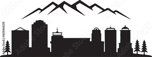 Colorado Springs Skyline Silhouette Vector on White Background