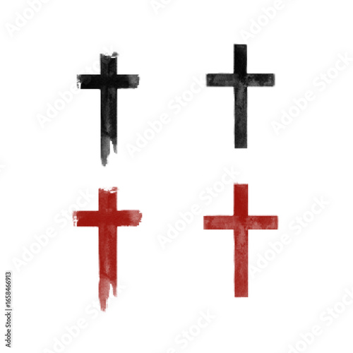 Grunge-style cross design in two colors, with two shape variations