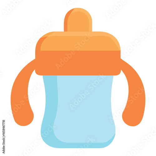 Baby sippy cup with handles isolated on white background