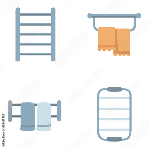 Bathroom towel racks and holders isolated on white background