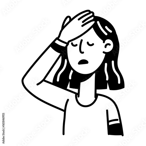 A character giving facepalm reaction, hand drawn icon 

