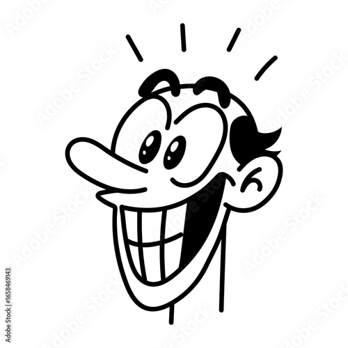 A character having goofy expression, hand drawn icon 
