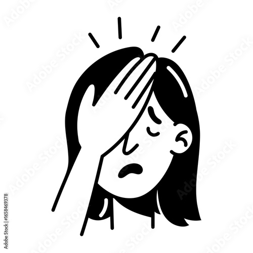 A character doing a head slap, hand drawn icon 
