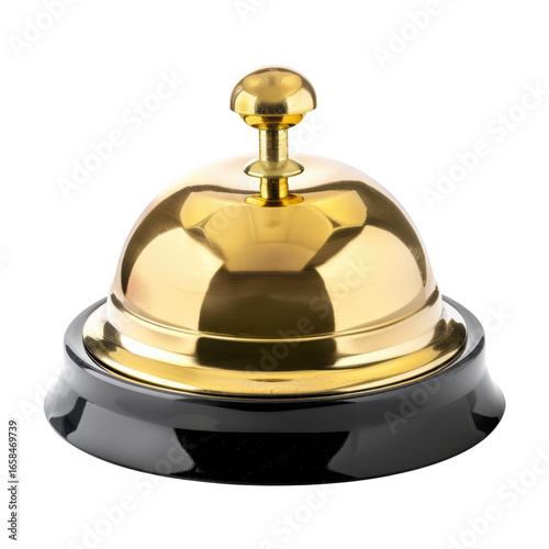 Shiny golden service bell for assistance, attention, and notification