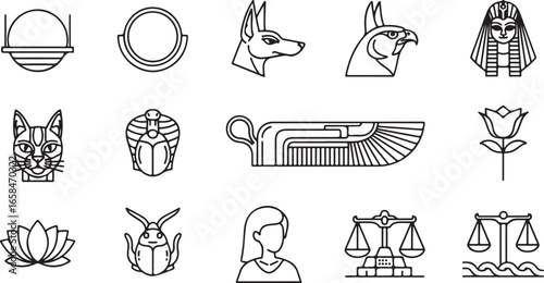 Ancient egypt symbols and icons representing culture, history, and mythology