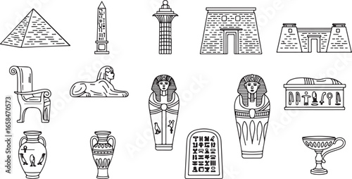 Ancient egypt icons set in vector format
