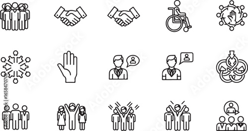 Hand drawn business and teamwork icons