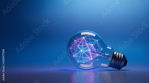 Brilliant concept idea glowing inside a lightbulb symbolizing innovation and technology breakthrough