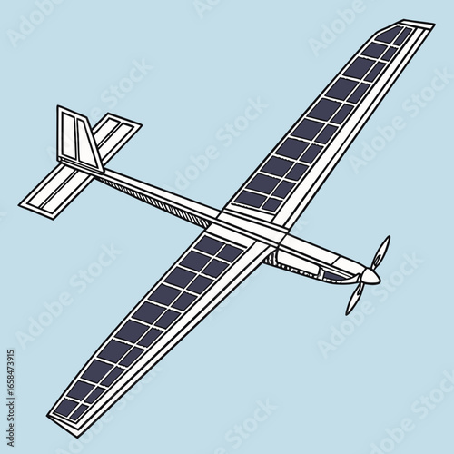 Illustration of a solar powered airplane