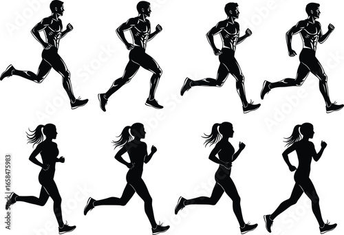 PrintSilhouettes of children in seated, standing, squatting, and crawling poses, showcasing developmental movement, posture variety, and playful physical activities