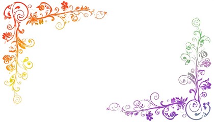 Floral corner border design with gradient colors