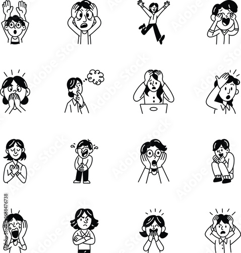 Collection of Hand Drawn Expressive Icons 
