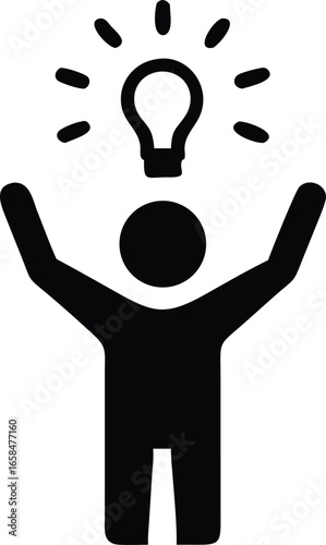 Silhouette of a person holding up a light, Got idea 