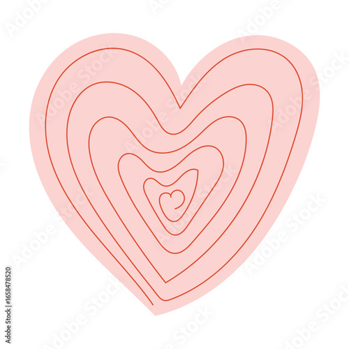Cute hand drawn cartoon line art character feel love happy happiness heart emotion decoration in love minimal happy heart isolated PNG vector.