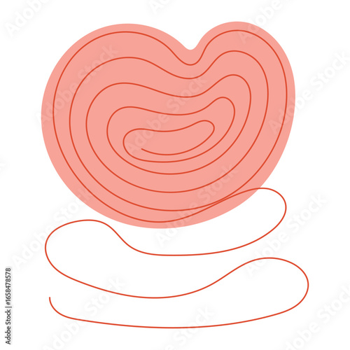 Cute hand drawn cartoon line art character feel love happy happiness heart emotion decoration in love minimal happy heart isolated PNG vector.