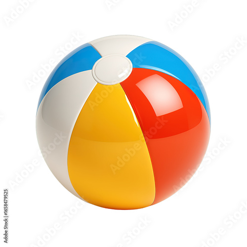 Vibrant Colorful Beach Ball isolated on a Transparent Background. Generative AI