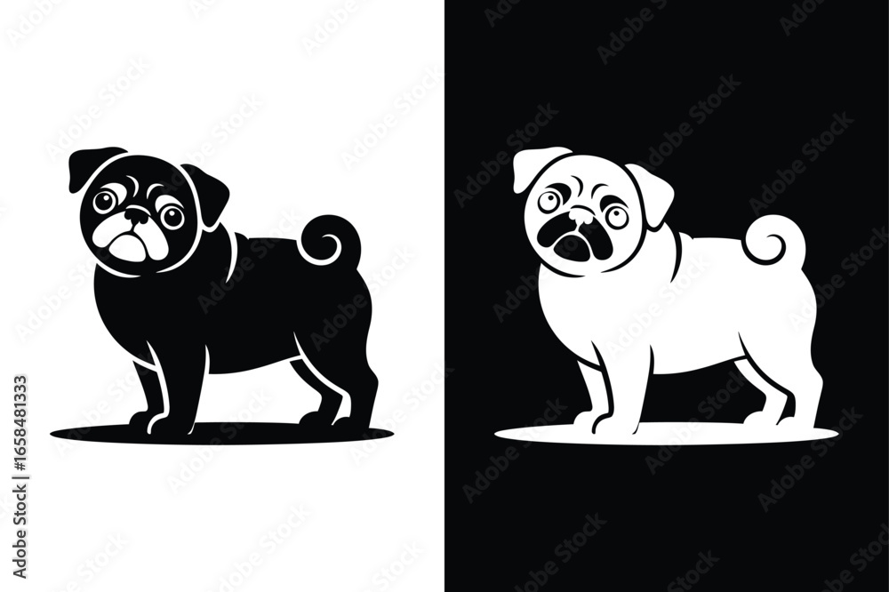 Naklejka premium Pug icon vector on White Background ,Vector Art Illustration on white background.