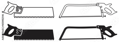 Hand saw and hacksaw tools vector illustration.