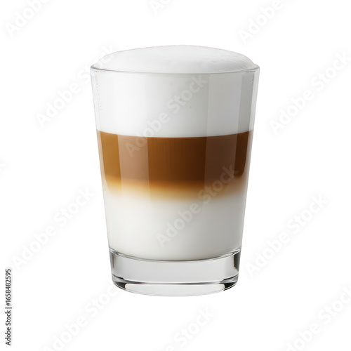 Latte macchiato in a glass isolated on transparent background