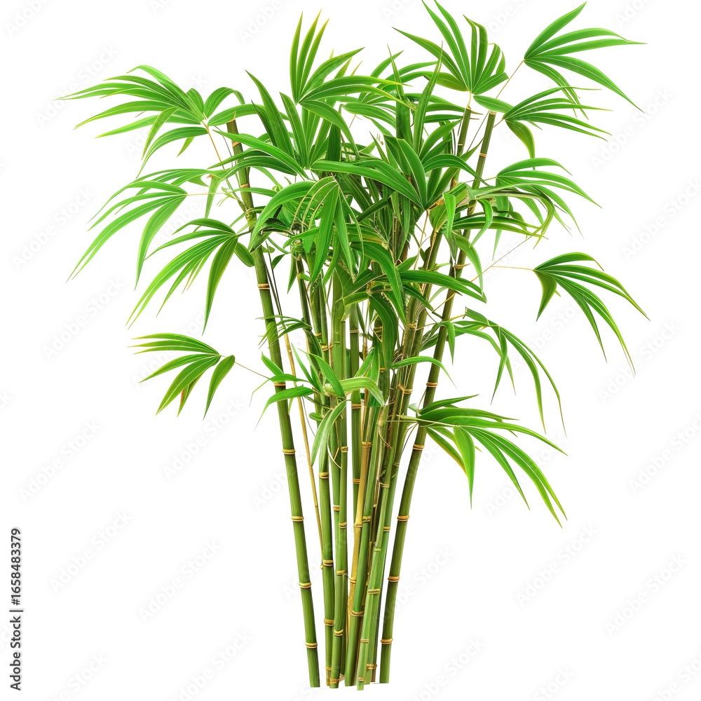 Fototapeta premium and keywords based on the image, keeping in mind the constraints you provided.. Bamboo Plant Growing Lushly, Verdant Foliage in Exotic Location