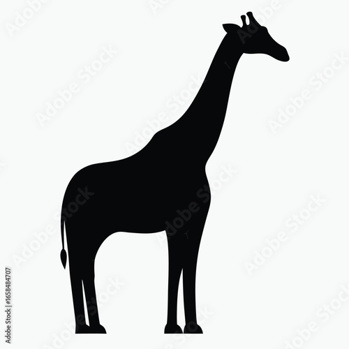 Giraffe Silhouette Black Vector Minimalist Animal Outline Design