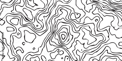 Abstract topographic contour lines pattern isolated on white background isolated on transparent background