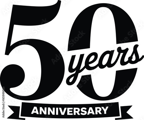 Classic fifty year anniversary emblem with banner