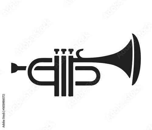 Vector icon of simple flat design trumpet.