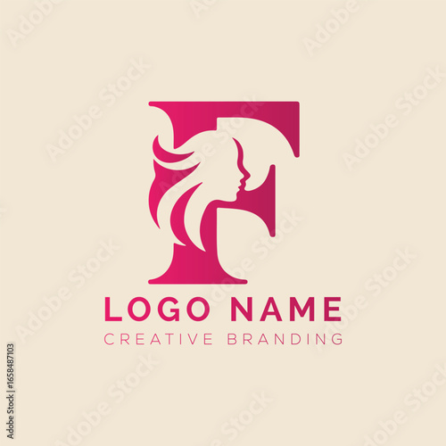 Letter F gorls logo, F woman logo, 
