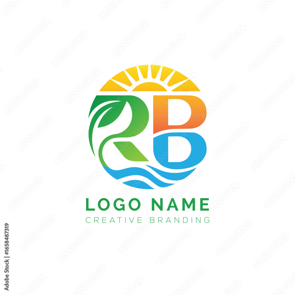Fototapeta premium Letter leaf logo, eco logo,