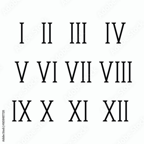 roman number icon, numeric vector