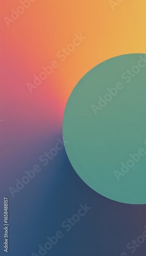 A close up of a blue, orange, and green circle on a wall.