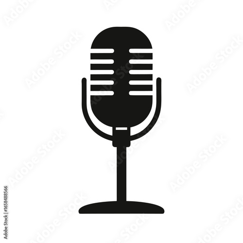 Antique Radio with Microphone Retro Sound Silhouette