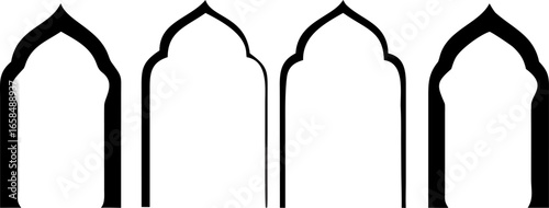 Islamic Architecture Arches Silhouette Vector Graphic Design Elements for Cultural and Religious Projects