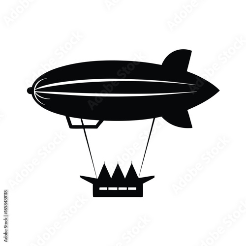 Retro Airship Zeppelin Silhouette Vintage Aviation Design