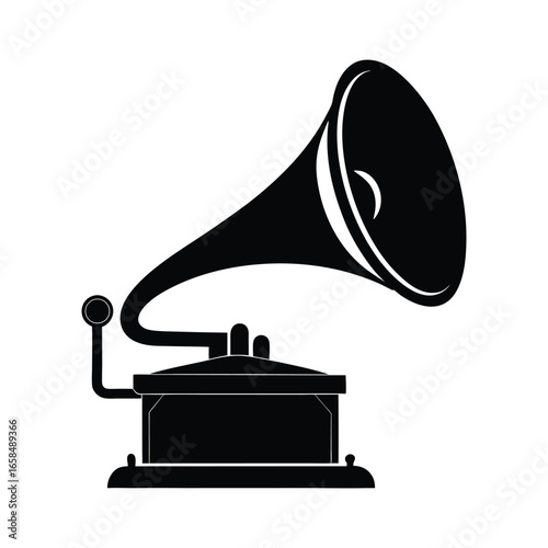 Retro Gramophone Silhouette Vintage Music Player Design