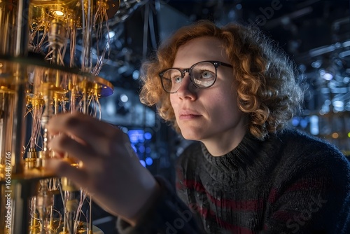 “Scientist researching quantum computing with advanced technology in lab”
