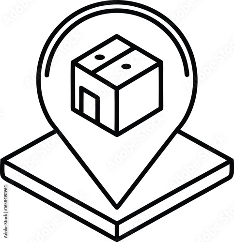 Editable icon of delivery tracking service location pointer with box vector illustration