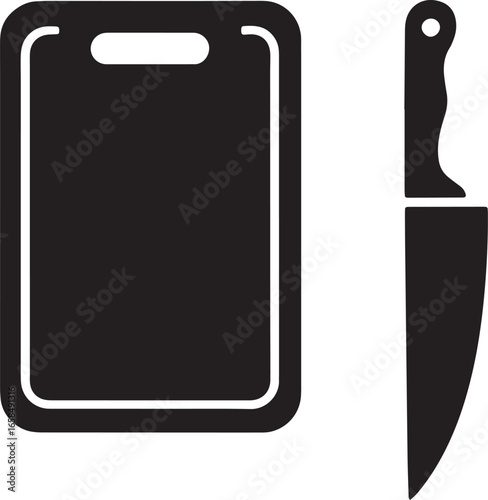 Culinary Essentials Cutting Board and Knife Ready for Food Preparation Kitchen Tools