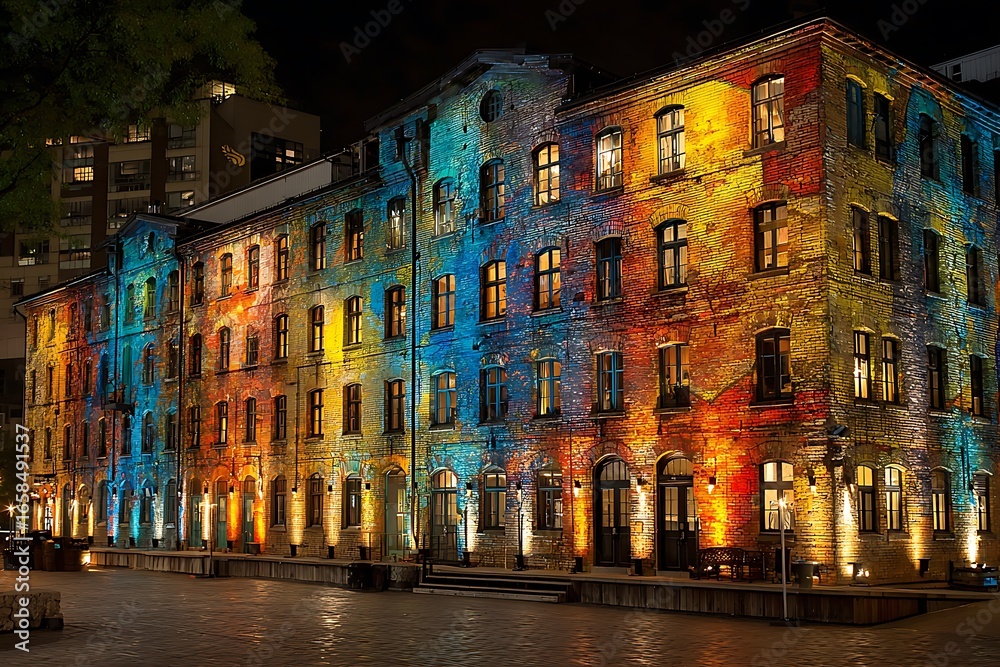 Fototapeta premium Beautiful city architecture in vibrant colorful display high resolution picture