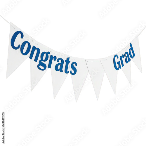 Congrats grad banner isolated on transparent background for graduation celebration