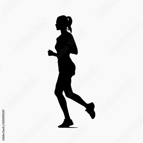 Woman Jogging Symbol Flat Graphic, Jogging Vector, Jog And Running Woman Silhouette Design Collection