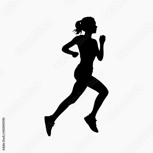 Woman Jogging Symbol Flat Graphic, Jogging Vector, Jog And Running Woman Silhouette Design Collection