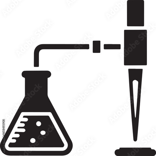 Titration Experiment Icon Symbol Sign - Chemistry, Laboratory, Science, Analysis, Test