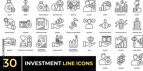 Investment line icons 