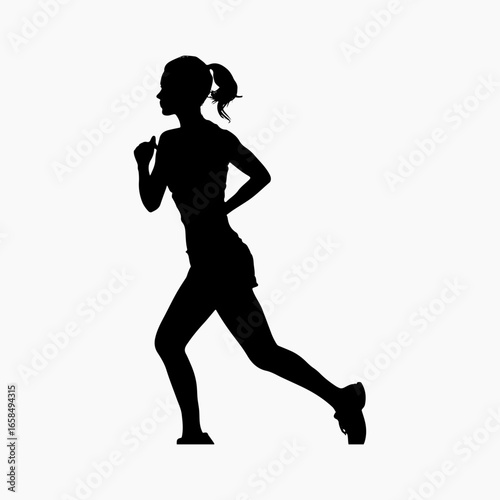 Woman Jogging Symbol Flat Graphic, Jogging Vector, Jog And Running Woman Silhouette Design Collection
