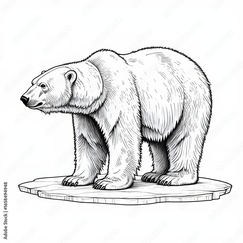 Fototapeta premium Majestic Polar Bear Standing Proudly on a Fragment of Arctic Ice