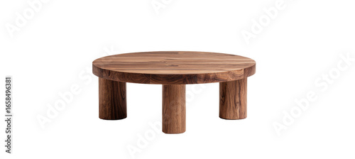 Wooden round coffee table with chunky legs